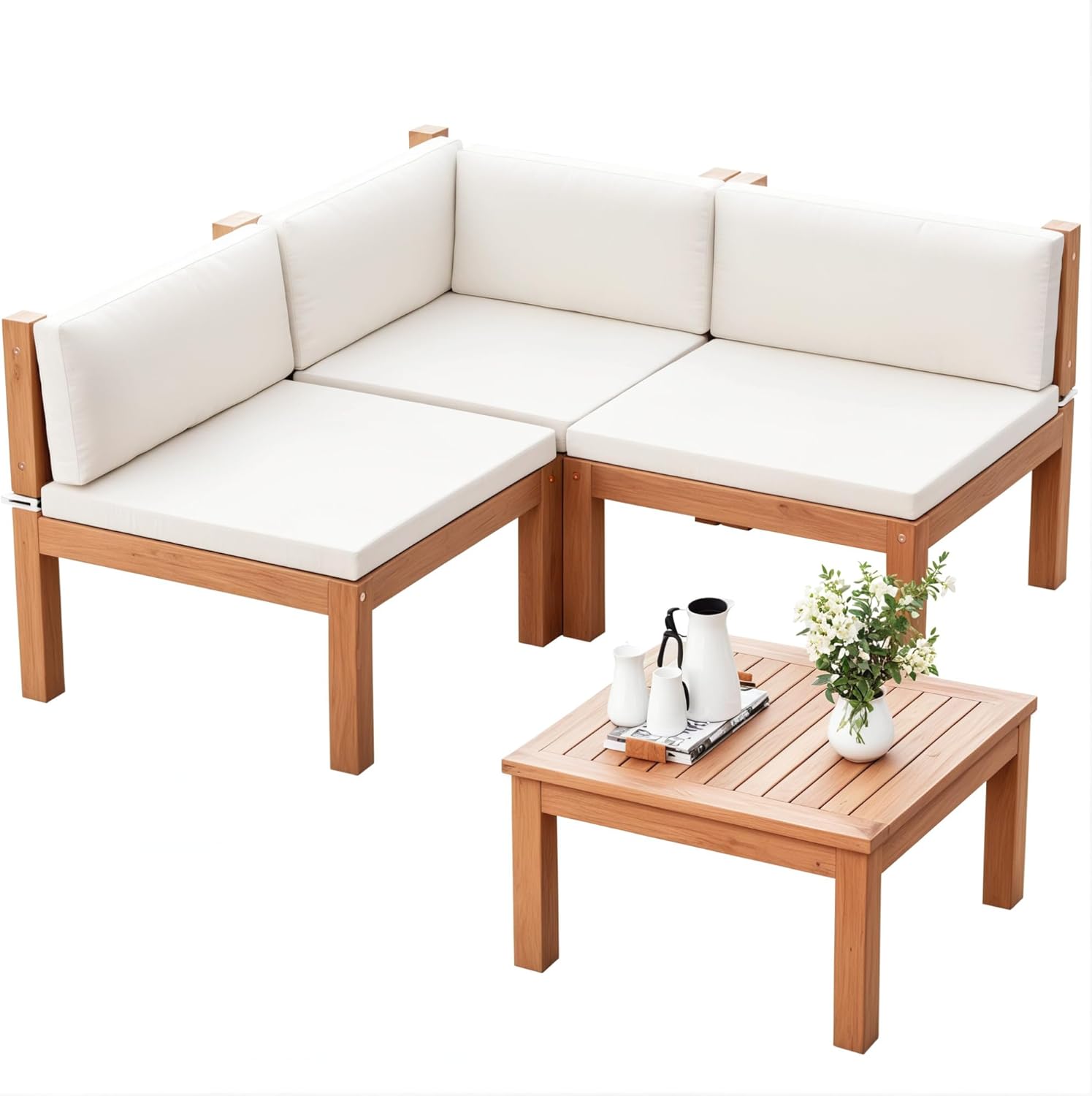 Devoko 4 Pieces Outdoor Sectional Couch Patio Sectional Sofa $287.99