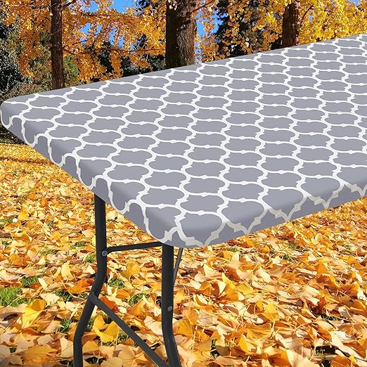 Smiry Rectangle Picnic Tablecloth, Waterproof Elastic Fitted Table Covers for 6 Foot Tables $9.99