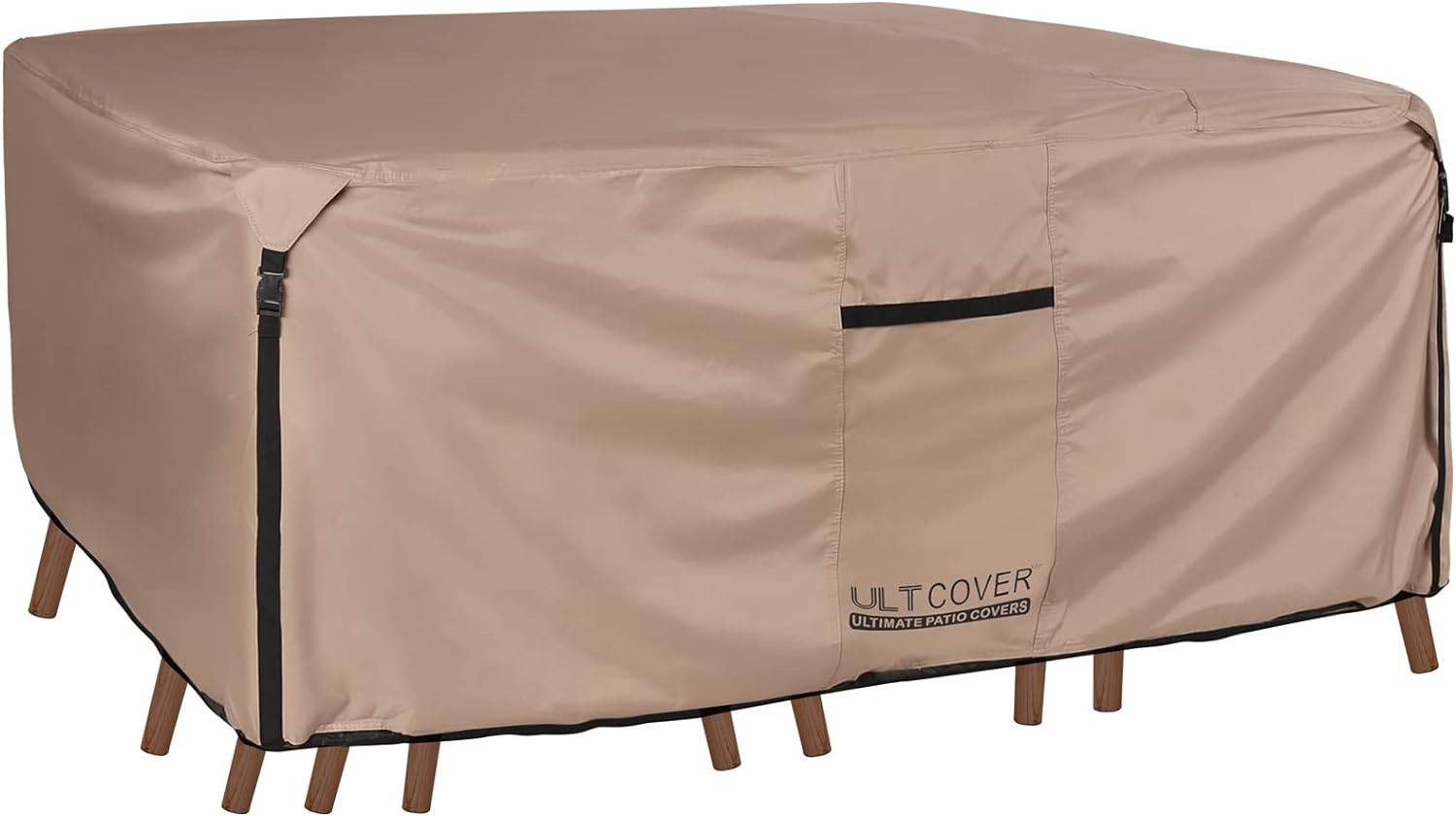 ULTCOVER Rectangular Patio Heavy Duty Table Cover - 600D Tough Canvas Waterproof 111L x 74W x 28H